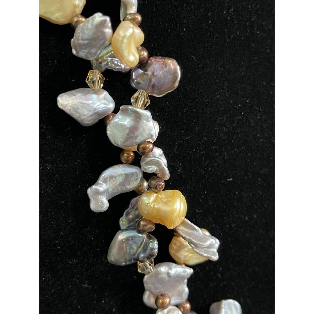 Lucas Lameth LUC 925 Baroque Freshwater Pearl 2 Strand Statement Necklace - Picture 12 of 16